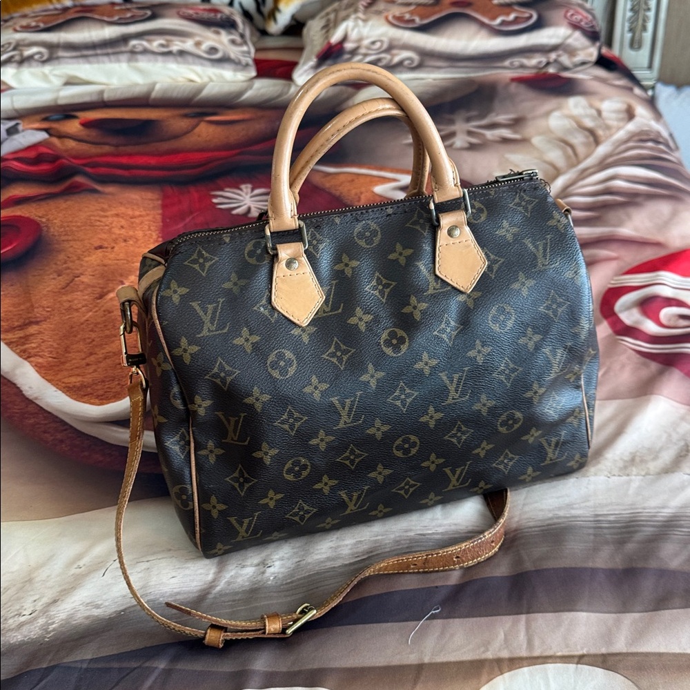 Louis Vuitton Monogram Canvas Speedy Bandoulière Brown & Tan